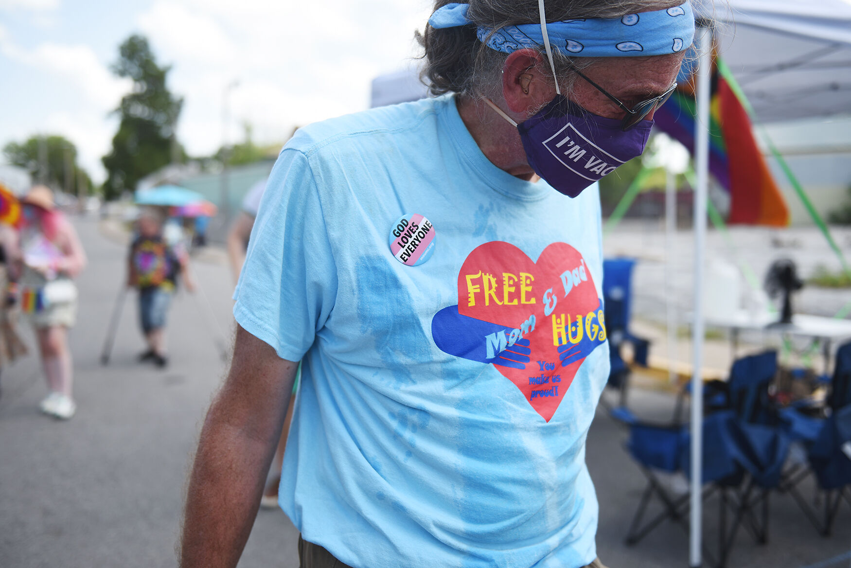 Art Smith wears a ‘Free Hugs’ t-shirt